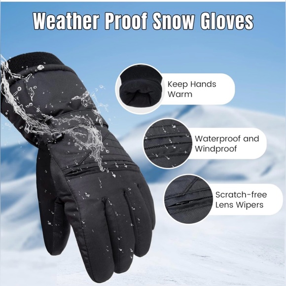 ANDORRA Kids Ski Gloves Waterproof Winter Children's Snow Gloves. SMALL - Picture 4 of 8